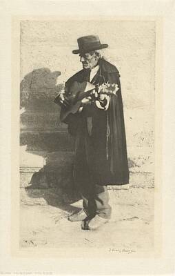 Musician Royalty-Free and Rights-Managed Images - Blind musician in Granada, James Craig Annan, ca. 1913 - 1914 by James Craig Annan