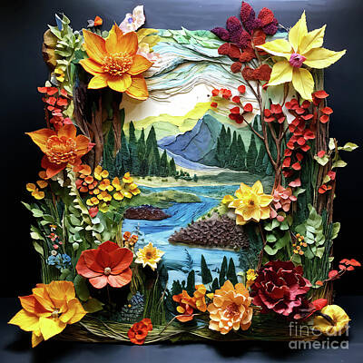 Florals Digital Art - Blooming dreams - a floral fantasy by Sen Tinel