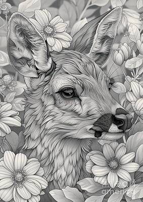 Florals Drawings - Blossom Guardian by Lauren Blessinger