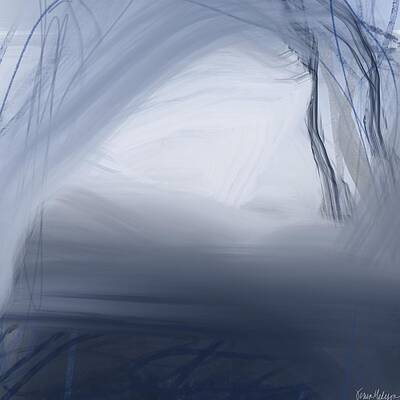 Recently Sold - Abstract Landscape Digital Art Rights Managed Images - Blue 4 Royalty-Free Image by Xenia Madison