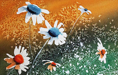 Impressionism Royalty-Free and Rights-Managed Images - Blue And Orange Daisies by Frank Ventura Jr