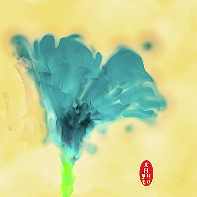 Abstract Flowers Digital Art - Blue and yellow #k5 by Leif Sohlman