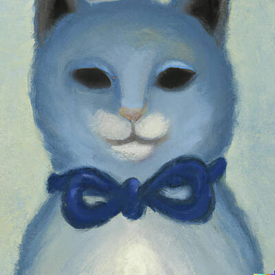 Grimm Fairy Tales Royalty Free Images - Blue Cat Blue Bow Tie Royalty-Free Image by Cathy Anderson