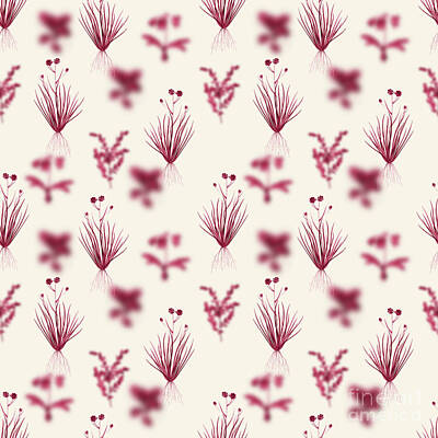 Harp Instruments - Blue Corn Lily Botanical Seamless Pattern in Viva Magenta n.1797 by Holy Rock Design