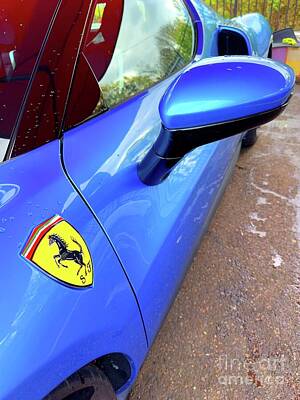 Mammals Photos - Blue Ferrari Close Up 01 by Douglas Brown