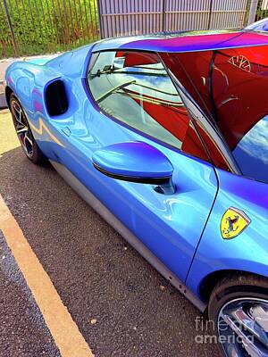 Sports Photos - Blue Ferrari Close Up 02 by Douglas Brown