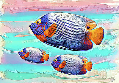 Garden Fruits - Blue Fish Trio by Tina LeCour