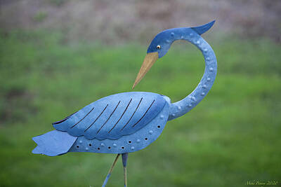 Amy Hamilton Animal Collage - Blue flamingo heron by Mike Penney