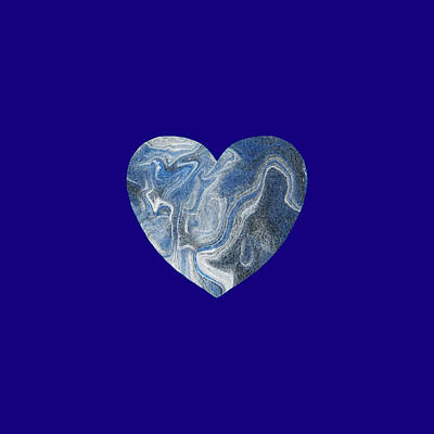 Royalty-Free and Rights-Managed Images - Blue Gray Marble Heart Watercolor  by Irina Sztukowski