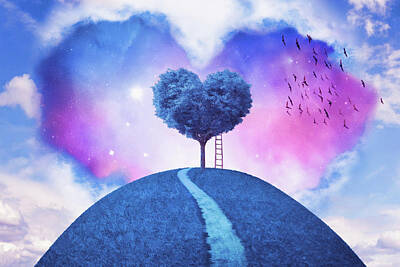 Royalty-Free and Rights-Managed Images - Blue heart tree by Mihaela Pater