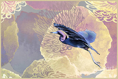 Egon Schiele - Blue Heron Nature Art by Diann Fisher