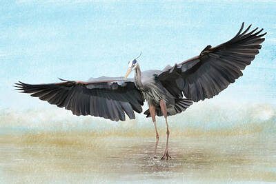 The Underwater Story - Blue Heron Wings and Surf  by Patti Deters