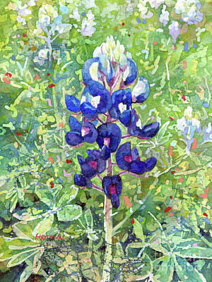 Funny Kitchen Art - Blue in Bloom 2-pastel colors by Hailey E Herrera