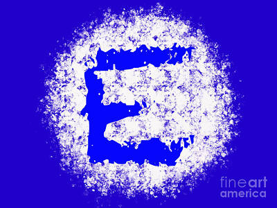 Global Design Abstract And Impressionist Watercolor - Blue Letter E On a White Sprayed Background pr022 by Douglas Brown