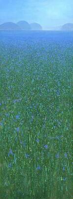 Landscapes Paintings - Blue Meadow 2 by Steve Mitchell