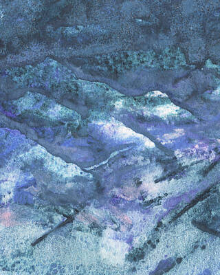 Mountain Paintings - Blue Night In The Mountains Abstract Watercolor   by Irina Sztukowski