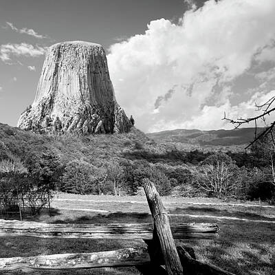 Neutrality - Blue Ridge Mountains and Devils Tower BW by Bob Pardue