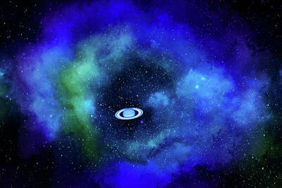 Science Fiction Digital Art - Blue Saturn Nebula by Pelo Blanco Photo