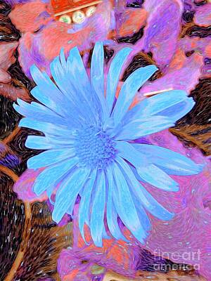 Douglas Brown Digital Art Rights Managed Images - Blue Tithonia Digital Artwork  Royalty-Free Image by Douglas Brown