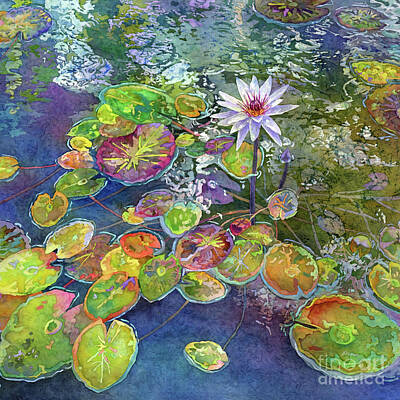 Modern Abstraction Pandagunda - Blue Water Lily -  Nymphaea Blooming by Hailey E Herrera