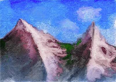Mountain Digital Art - Blue Whie Sky #n5 by Leif Sohlman
