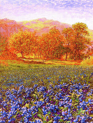 Landscapes Royalty-Free and Rights-Managed Images - Blueberry Fields by Jane Small