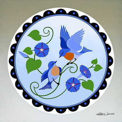 Amy Kirkpatrick Watercolor Hummingbirds Rights Managed Images - Bluebird Distelfinks Royalty-Free Image by Hanne Lore Koehler