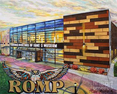Musicians Paintings - Bluegrass Music Hall of Fame and Museum with ROMP logo by Misha Ambrosia
