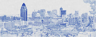 The Female Body Royalty Free Images - Blueprint Drawing of City Skyline of Cincinatti at Night Royalty-Free Image by Celestial Images