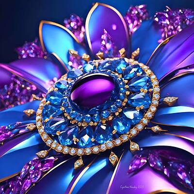Abstract Flowers Digital Art Royalty Free Images - Blurple Flower  Royalty-Free Image by Cindy