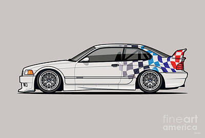 Transportation Digital Art Rights Managed Images - BMW 3 Series E36 M3 GTR Coupe Touring Car Royalty-Free Image by Tom Mayer II Monkey Crisis On Mars