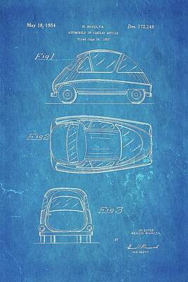 Transportation Royalty-Free and Rights-Managed Images - Bmw Isetta Automobile Patent Art 1954 Blueprint Ian Monk by Car Lover