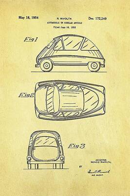 Transportation Royalty-Free and Rights-Managed Images - Bmw Isetta Automobile Patent Art 1954 Ian Monk by Car Lover