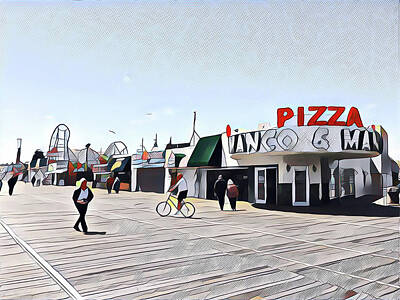 Recently Sold - Surrealism Digital Art - Boardwalk in Winter by Surreal Jersey Shore