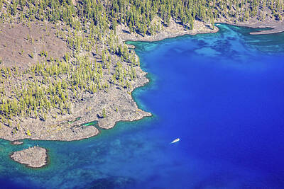 Fantasy Royalty Free Images - Boat adventure on the Blue Crater Lake Royalty-Free Image by Pierre Leclerc Photography