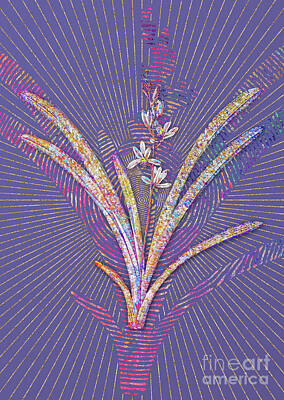 Abstract Flowers Mixed Media - Boat Orchid Mosaic Botanical Art on Veri Peri n.0095 by Holy Rock Design
