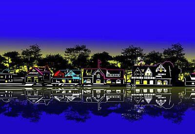 Royalty-Free and Rights-Managed Images - Boathouse Row Night by Bekim M
