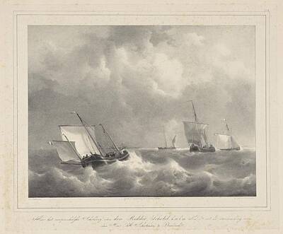 Target Threshold Photography - Boats in stormy weather, Leonard de Koningh, after Johannes Christiaan Schotel, 1822  by MotionAge Designs