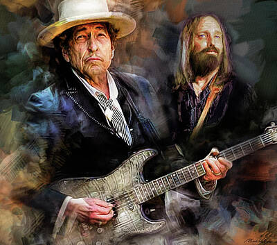 Musician Mixed Media Rights Managed Images - Bob and Tom  Royalty-Free Image by Mal Bray
