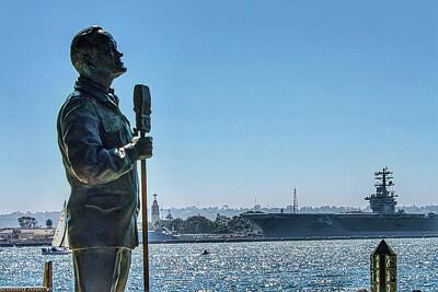 Politicians Digital Art Royalty Free Images - Bob Hope USO Memorial overlooking the USS Ronald Reagan Royalty-Free Image by Tommy Anderson