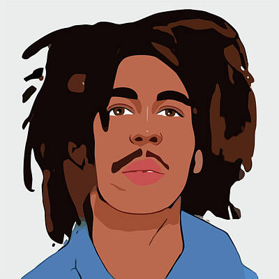 Musician Digital Art - Bob Marley Cartoon Portrait 1 by Ahmad Nusyirwan