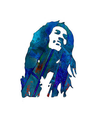 Recently Sold - Musicians Mixed Media Royalty Free Images - Bob Marley silhouette 2 Royalty-Free Image by Eileen Backman