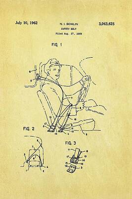 Transportation Royalty-Free and Rights-Managed Images - Bohlin Seatbelt Patent Art 1962 Ian Monk by Car Lover