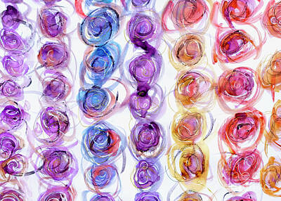 Roses Paintings - Bold Brush- Rows of Roses by Patty Donoghue