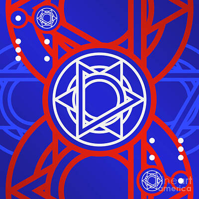 Royalty-Free and Rights-Managed Images - Bold Primary Geometric Glyph Art in Red White and Blue n.0324 by Holy Rock Design