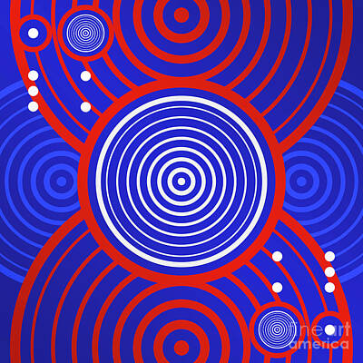 Royalty-Free and Rights-Managed Images - Bold Primary Geometric Glyph Art in Red White and Blue n.0369 by Holy Rock Design