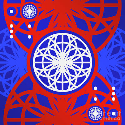 Royalty-Free and Rights-Managed Images - Bold Primary Geometric Glyph Art in Red White and Blue n.0379 by Holy Rock Design