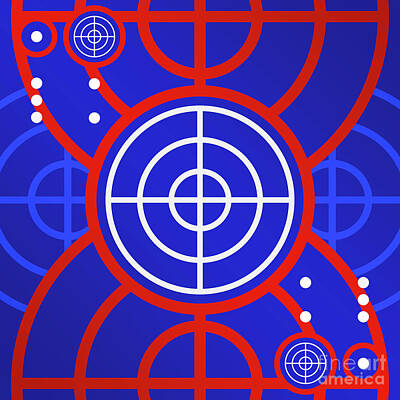 Royalty-Free and Rights-Managed Images - Bold Primary Geometric Glyph Art in Red White and Blue n.0464 by Holy Rock Design