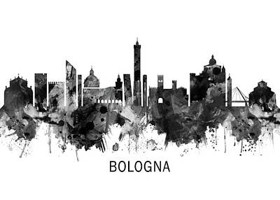Skylines Rights Managed Images - Bologna Italy Skyline BW Royalty-Free Image by NextWay Art