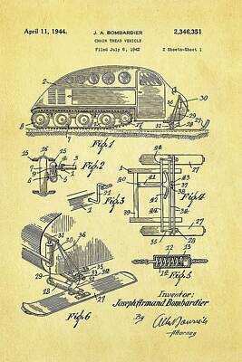 Transportation Royalty-Free and Rights-Managed Images - Bombardier Chain Tread Vehicle Patent Art 1944 Ian Monk by Car Lover
